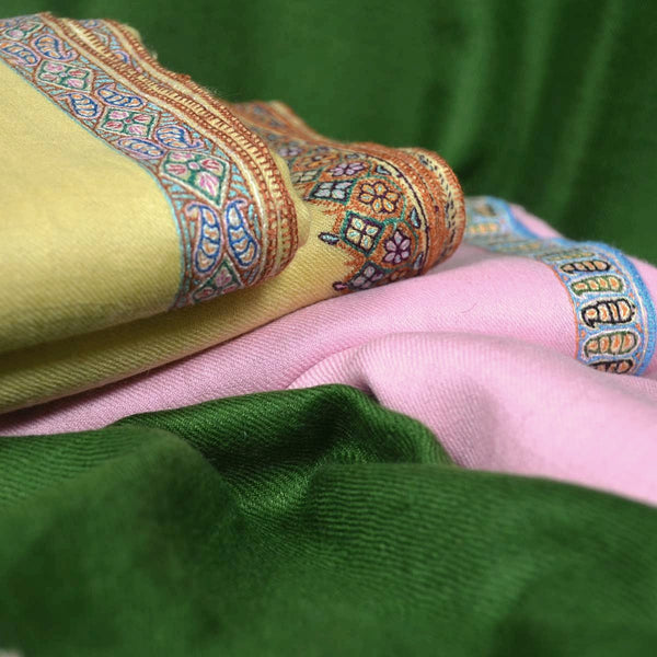 pashmina shawl with border embroidery