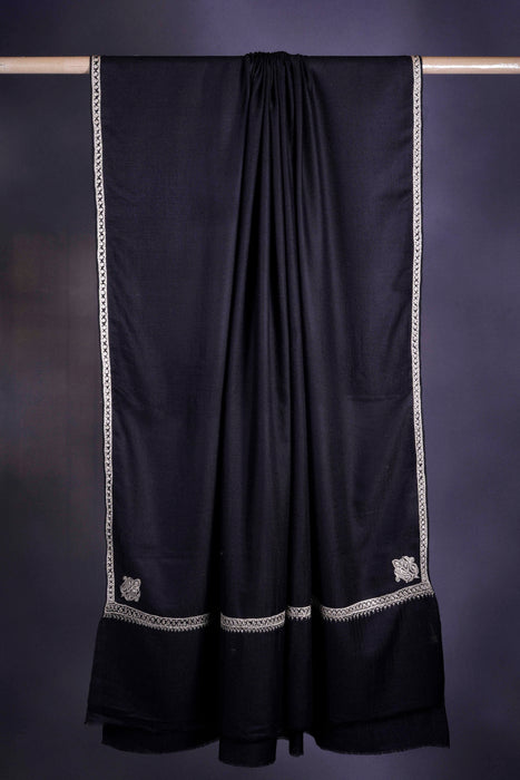 3 yard Black  Base With Tilla Embroidery Pashmina Shawl