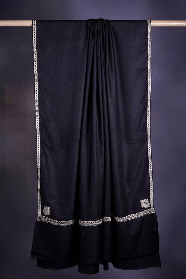 3 yard Black Base With Tilla Embroidery Pashmina Shawl