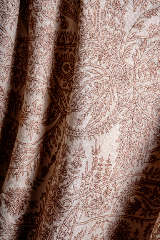 3 Yard Ivory Base Pashmina Border Embroidery Shawl