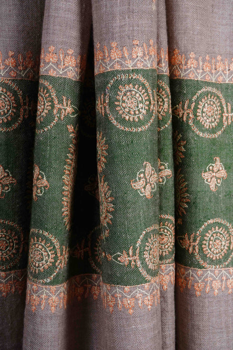 Natural Butti-Dar & Border Embroidery Cashmere Pashmina Shawl