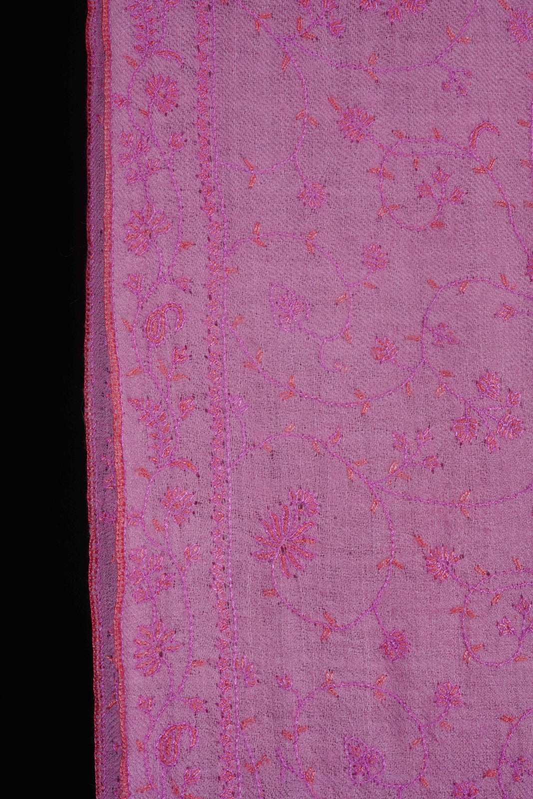 Pink Base Jali Embroidery Pashmina Cashmere Scarf