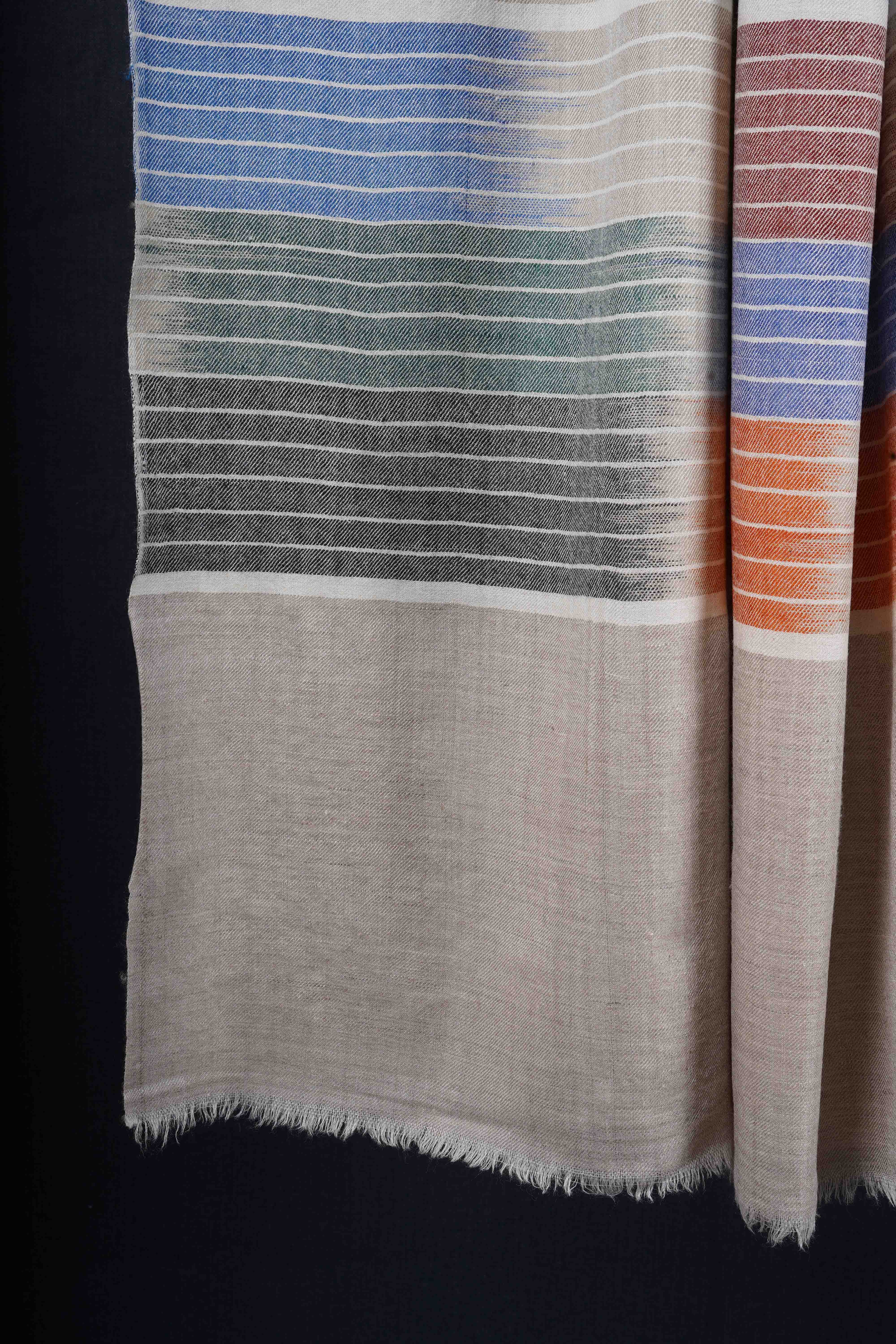 Ivory Base Multi Color Handwoven Cashmere Pashmina Shawl