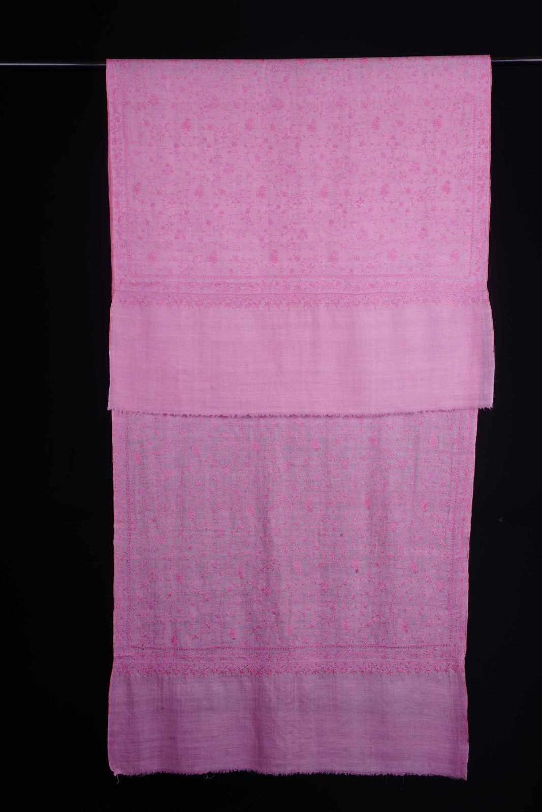 Pink Base Jali Embroidery Pashmina Cashmere Scarf