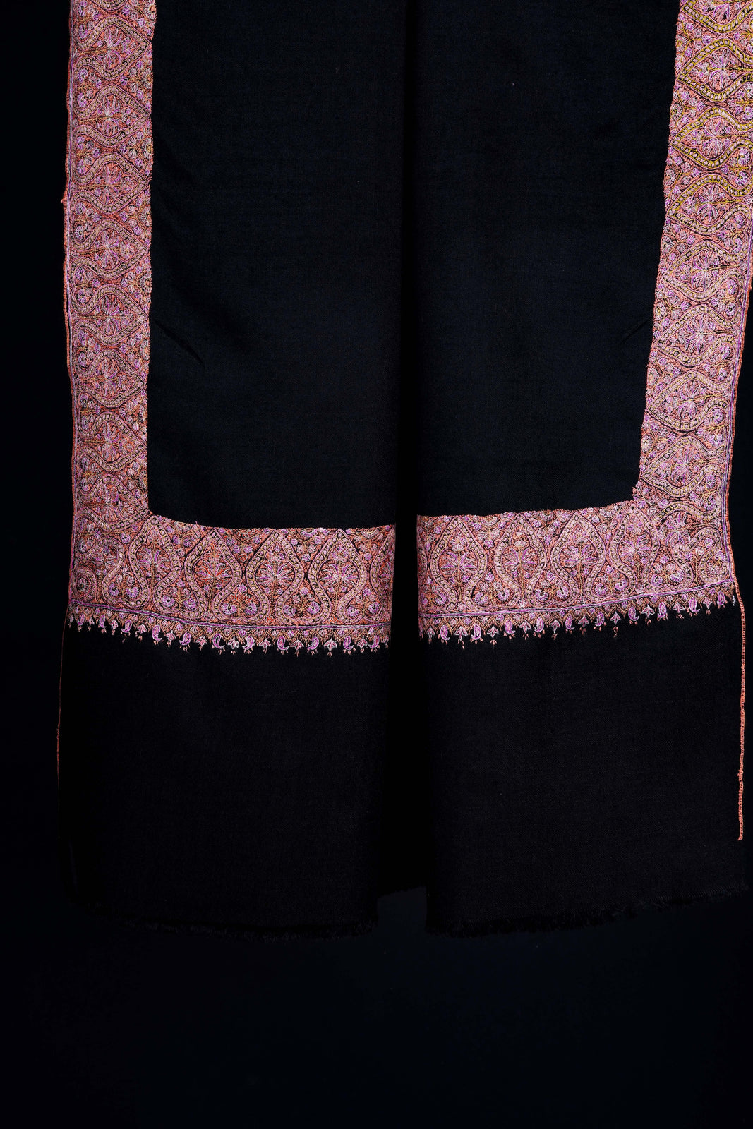 Black Border Embroidery Cashmere Pashmina Shawl