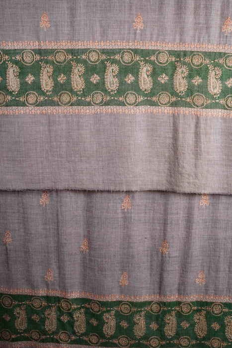 Natural Butti-Dar & Border Embroidery Cashmere Pashmina Shawl