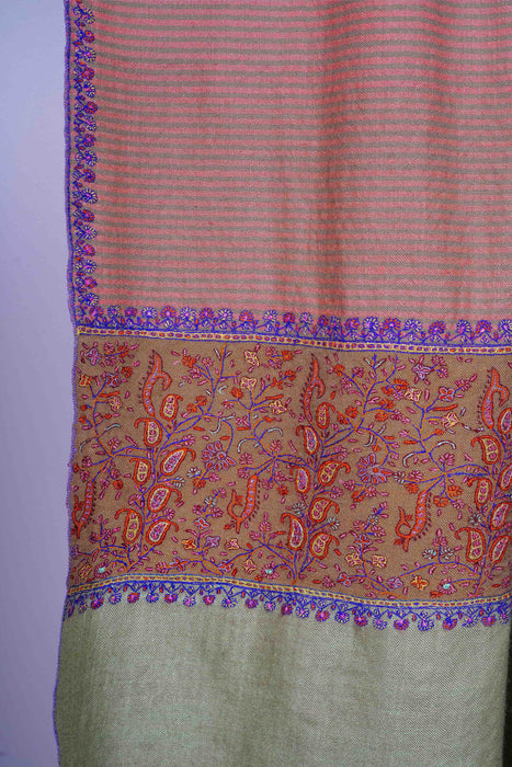 Red stripe Border Embroidery Cashmere Pashmina Shawl