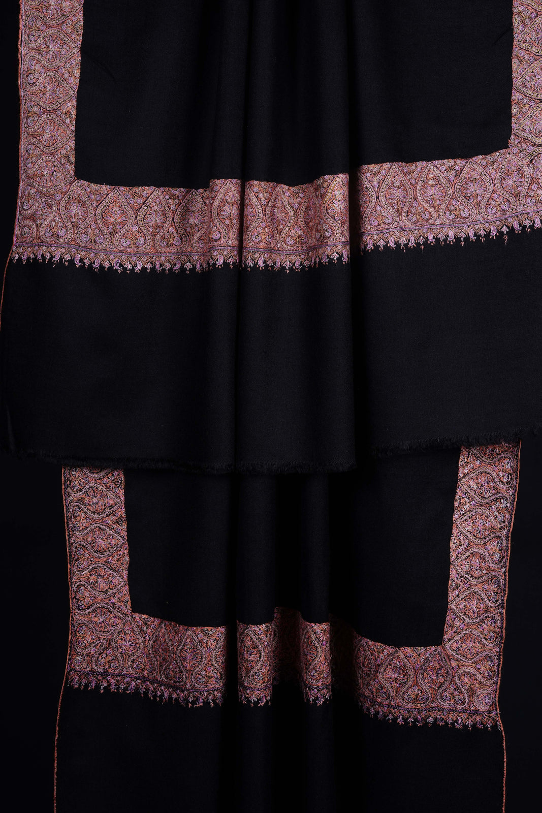 Black Border Embroidery Cashmere Pashmina Shawl