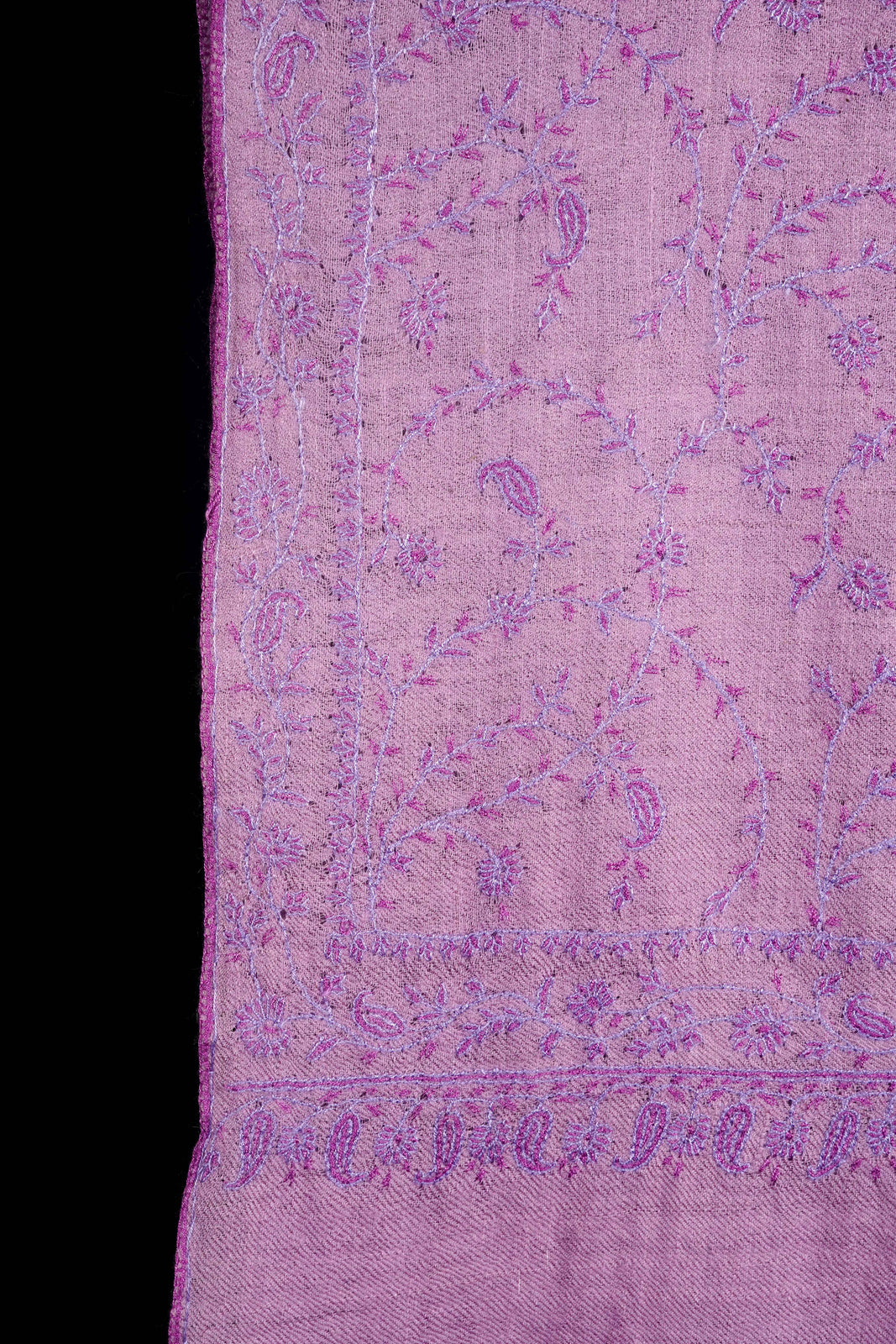 Mauve Base Jali Embroidery Pashmina Cashmere Scarf
