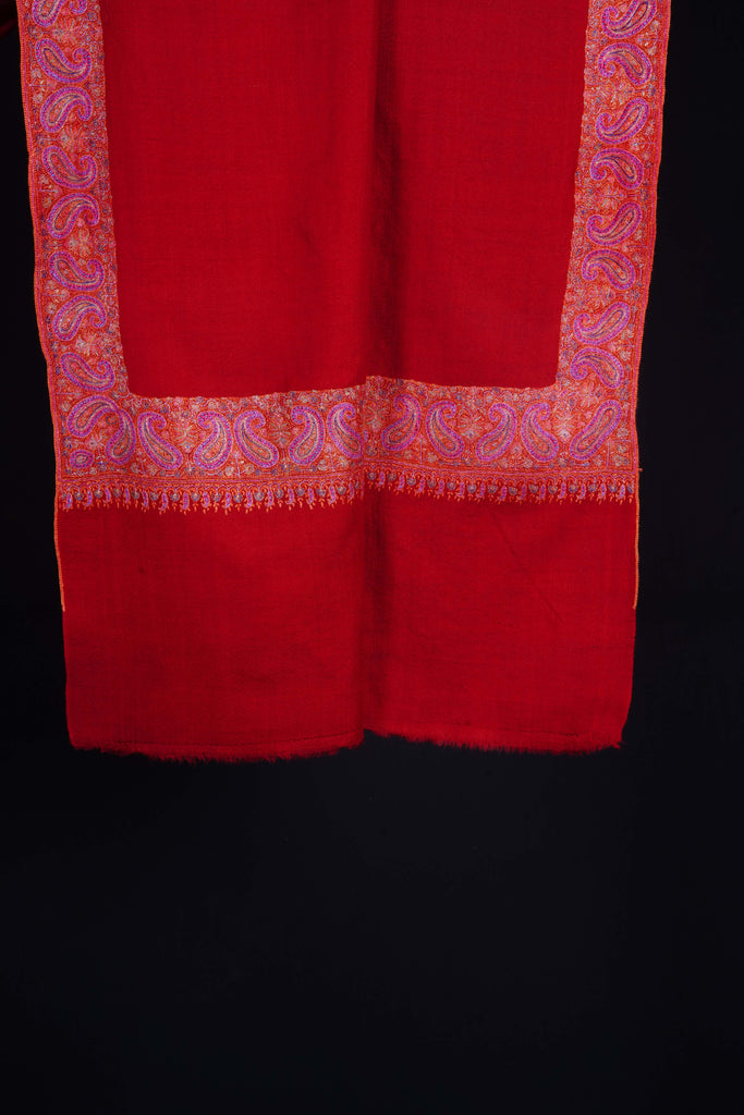Red Base Big Border Embroidery Cashmere Pashmina Shawl