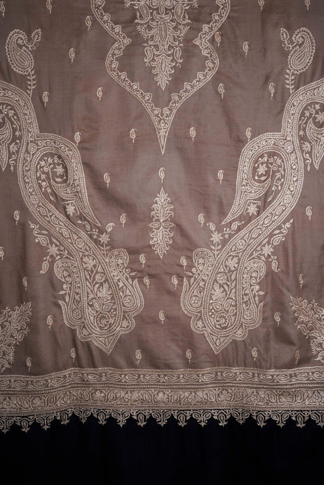 2.5 Yard Black and Natural Tilla Embroidery Pashmina Shawl