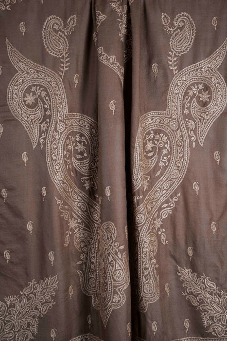 2.5 Yard Black and Natural Tilla Embroidery Pashmina Shawl