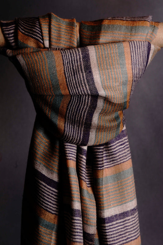 Multicolor Stripe Handwoven Cashmere Pashmina Scarf