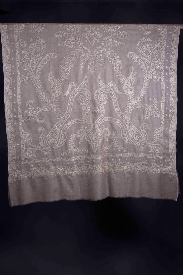 2.5 Yard Natural Colour Base With Tilla Embroidery Pashmina Shawl
