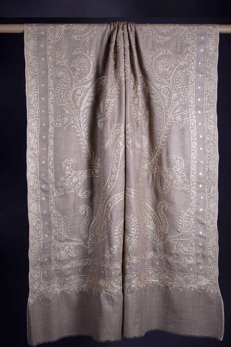 2.5 Yard Natural Colour Base With Tilla Embroidery Pashmina Shawl