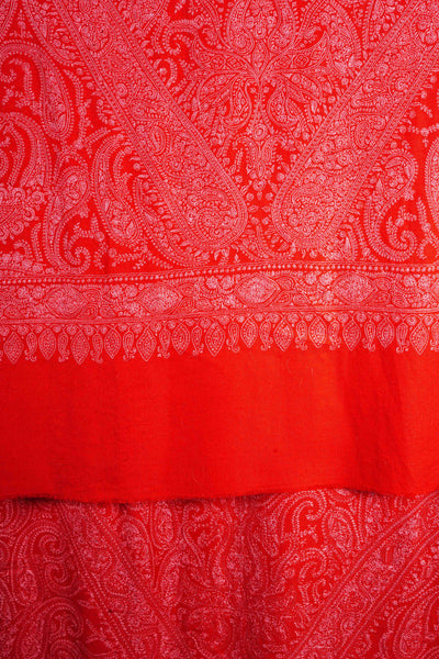 Red Jamawar Embroidery Pashmina Shawl