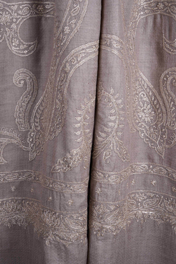 2.5 Yard Natural Colour Base With Tilla Embroidery Pashmina Shawl