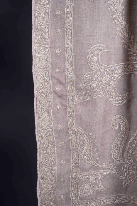 2.5 Yard Natural Colour Base With Tilla Embroidery Pashmina Shawl