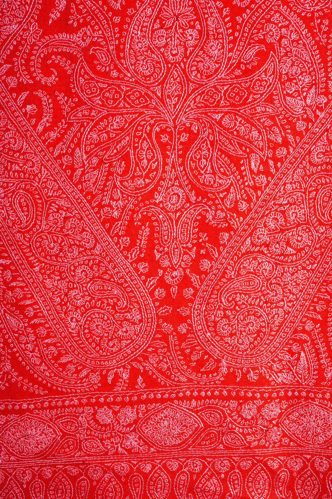 Red Jamawar Embroidery Cashmere Pashmina Shawl