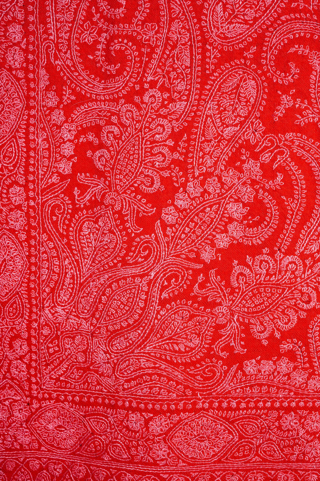Red Jamawar Embroidery Cashmere Pashmina Shawl