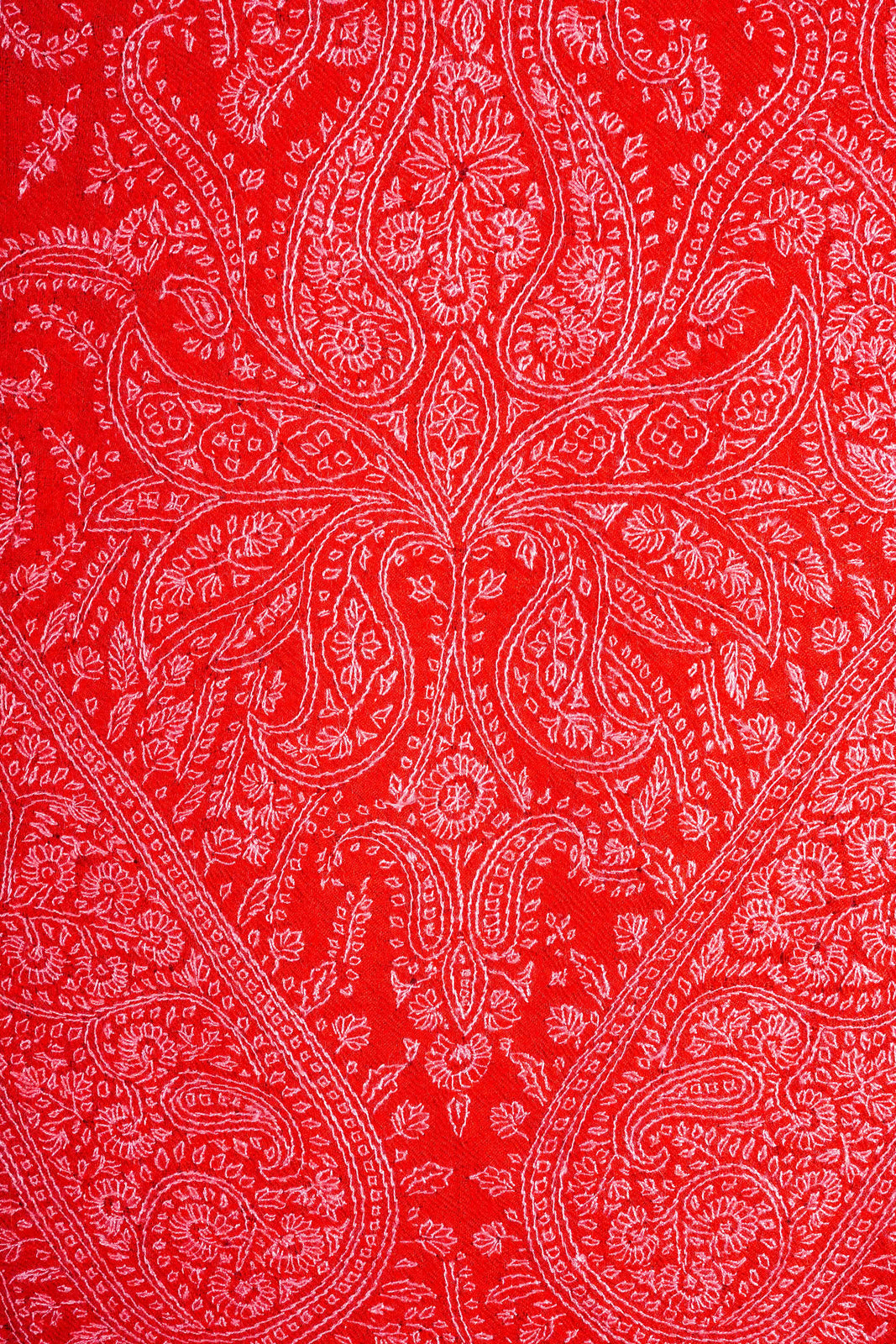 Red Jamawar Embroidery Cashmere Pashmina Shawl