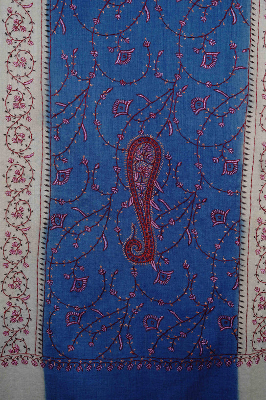 Triple Dye Jali Sozni Embroidery Shawl