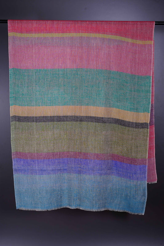 Asymmetrical Big stripe handmade Cashmere Pashmina Scarf