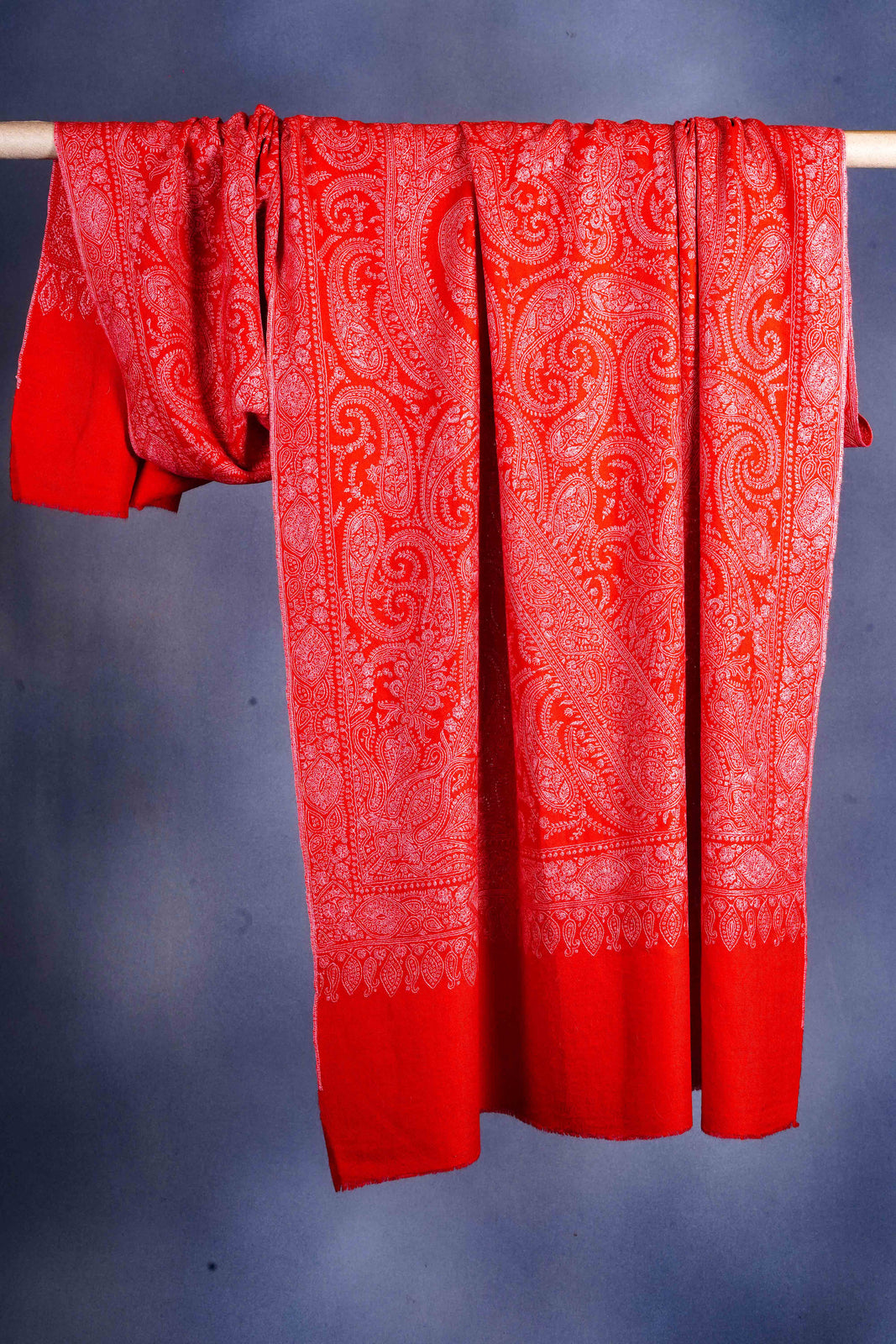 Red Jamawar Embroidery Cashmere Pashmina Shawl