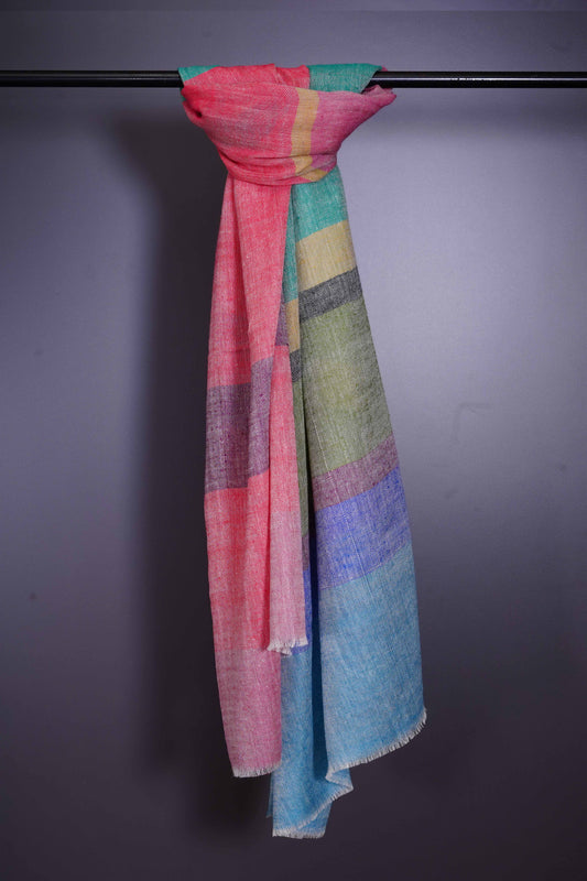 Asymmetrical Big stripe handmade Cashmere Pashmina Scarf