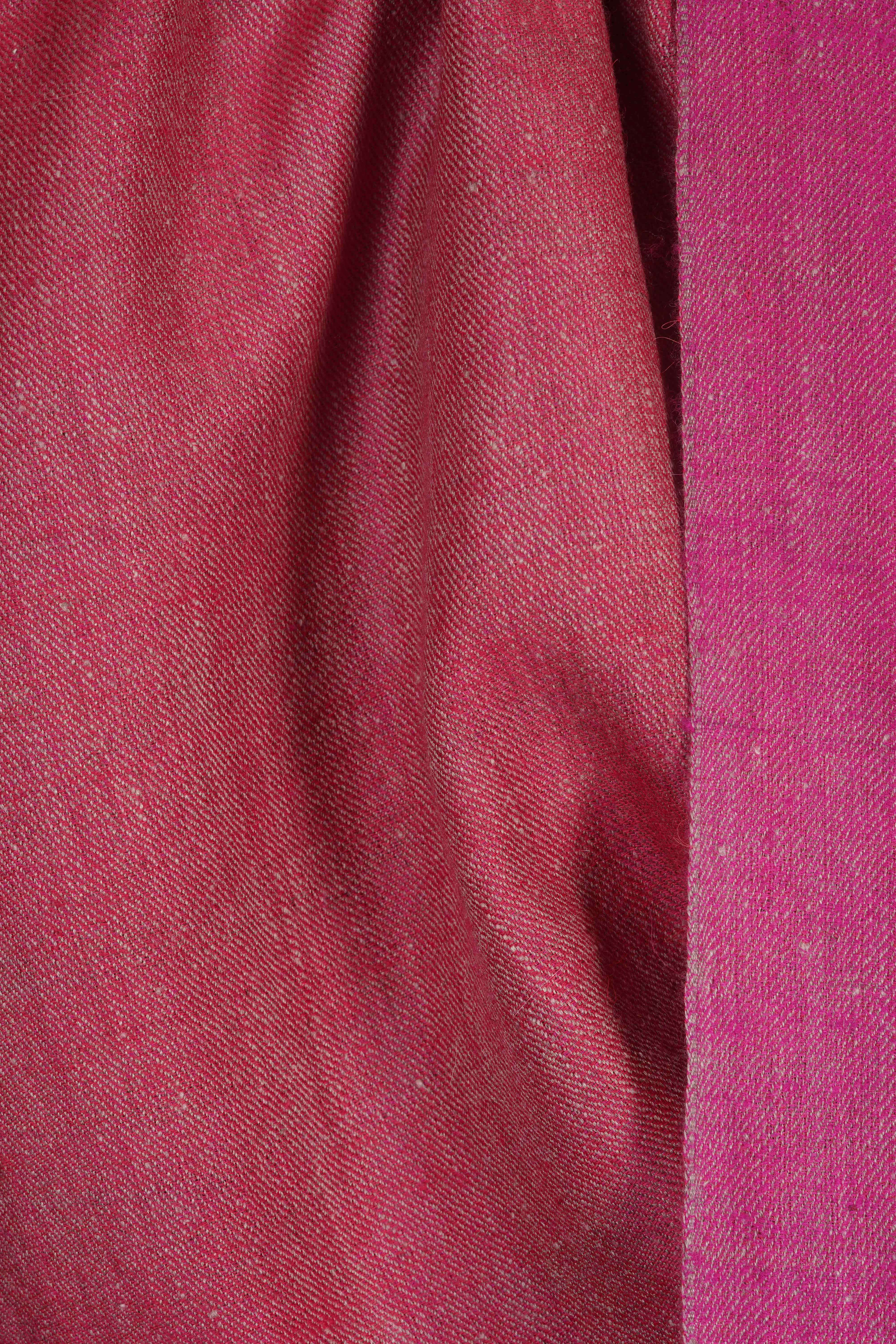 Reversible Hot Pink and Rose Pink Handwoven Cashmere Pashmina Shawl