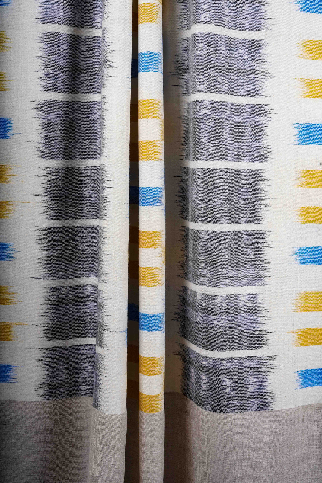 Ivory Base Multi Color Ikat Handwoven Cashmere Pashmina Shawl