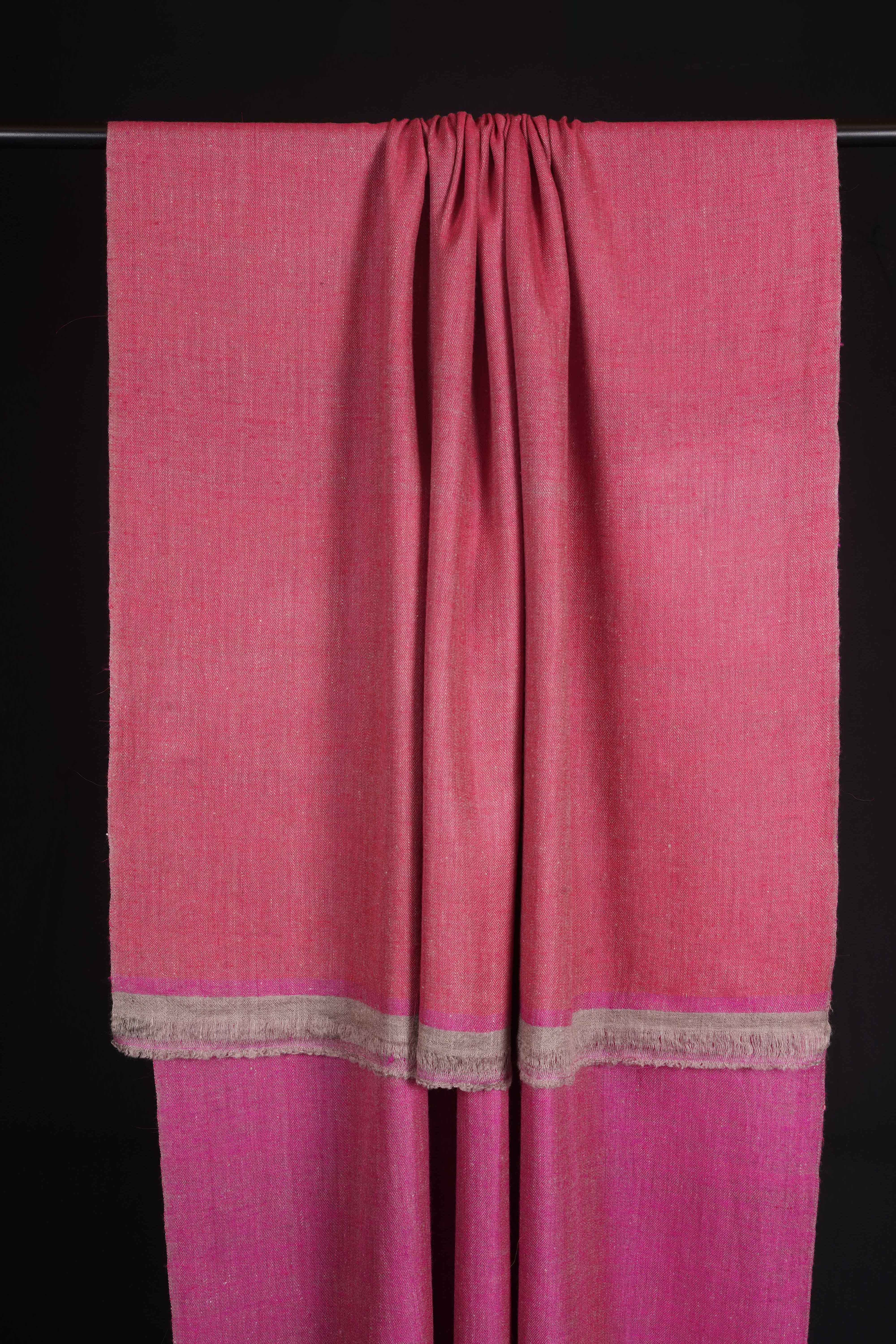 Reversible Hot Pink and Rose Pink Handwoven Cashmere Pashmina Shawl