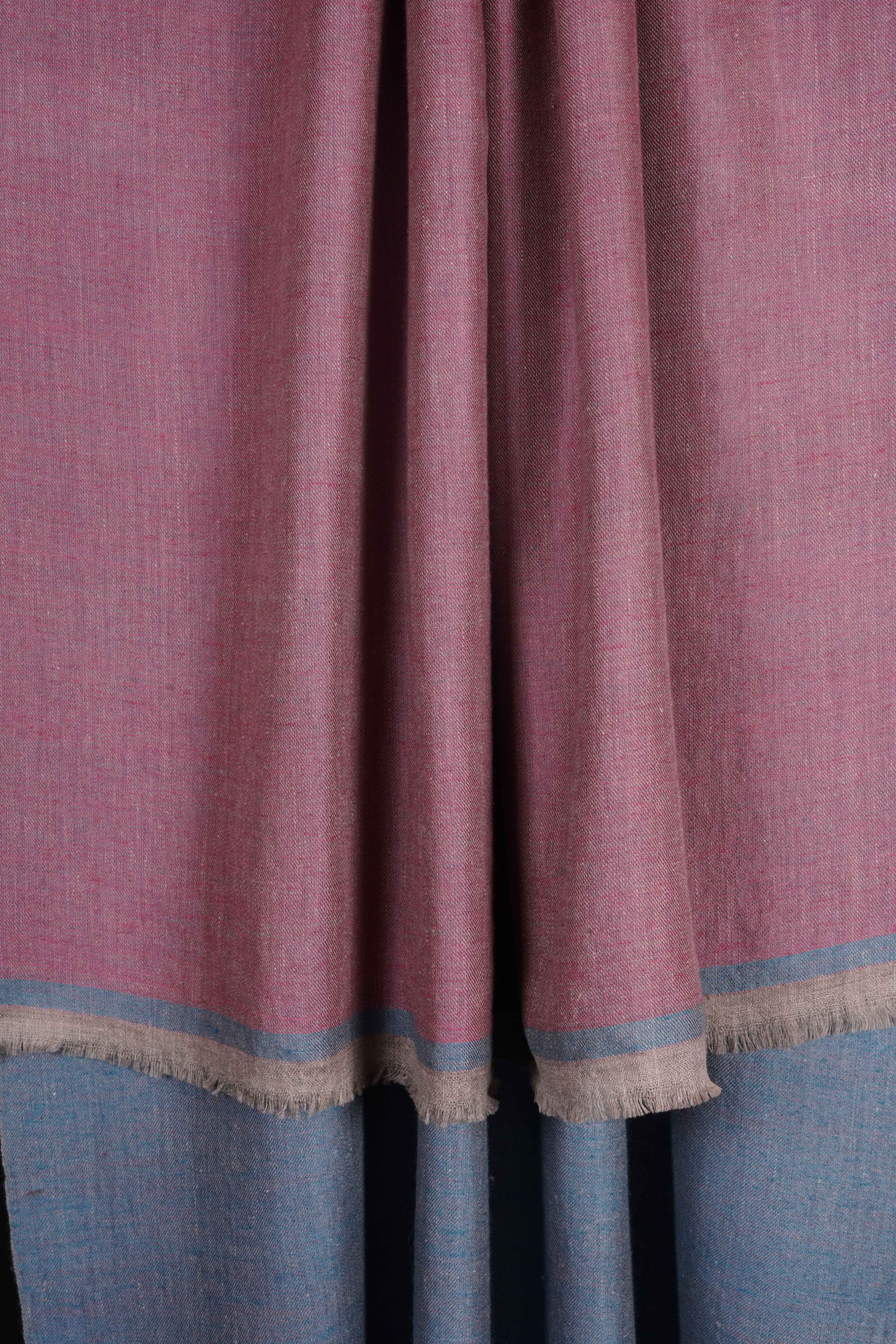 Reversible light Blue and Pink Handwoven Cashmere Pashmina Shawl