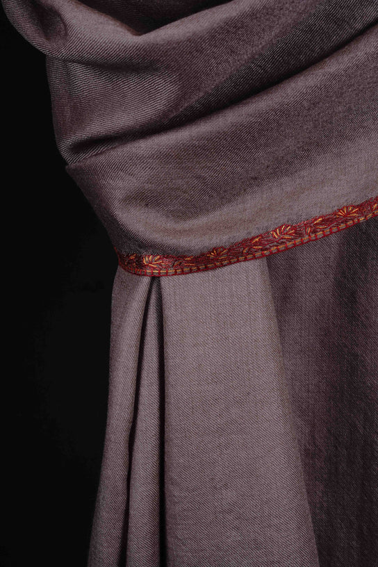 Natural Base With Border Embroidery Cashmere Pashmina Shawl