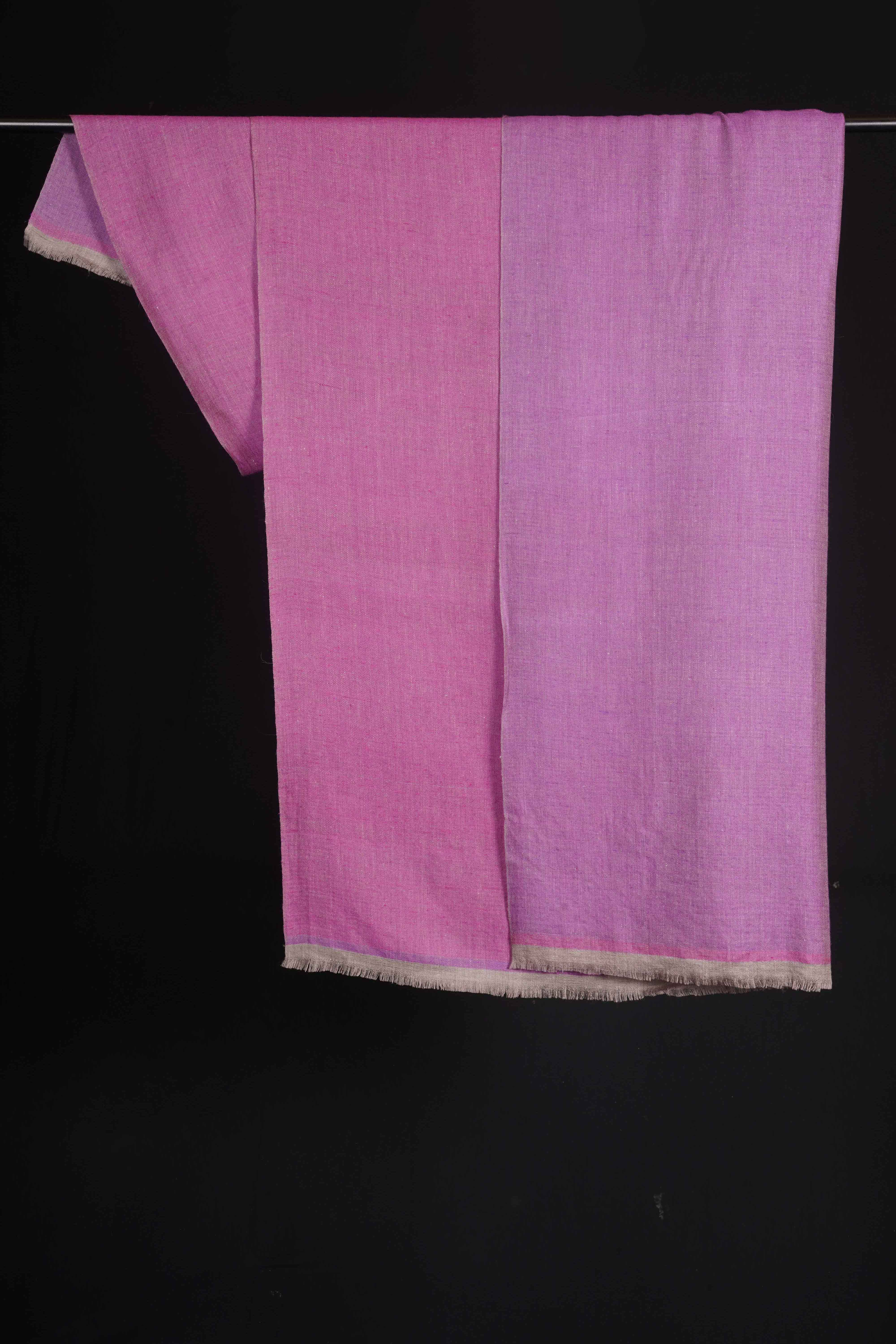Reversible Pink and Lilac Handwoven Cashmere Pashmina Shawl