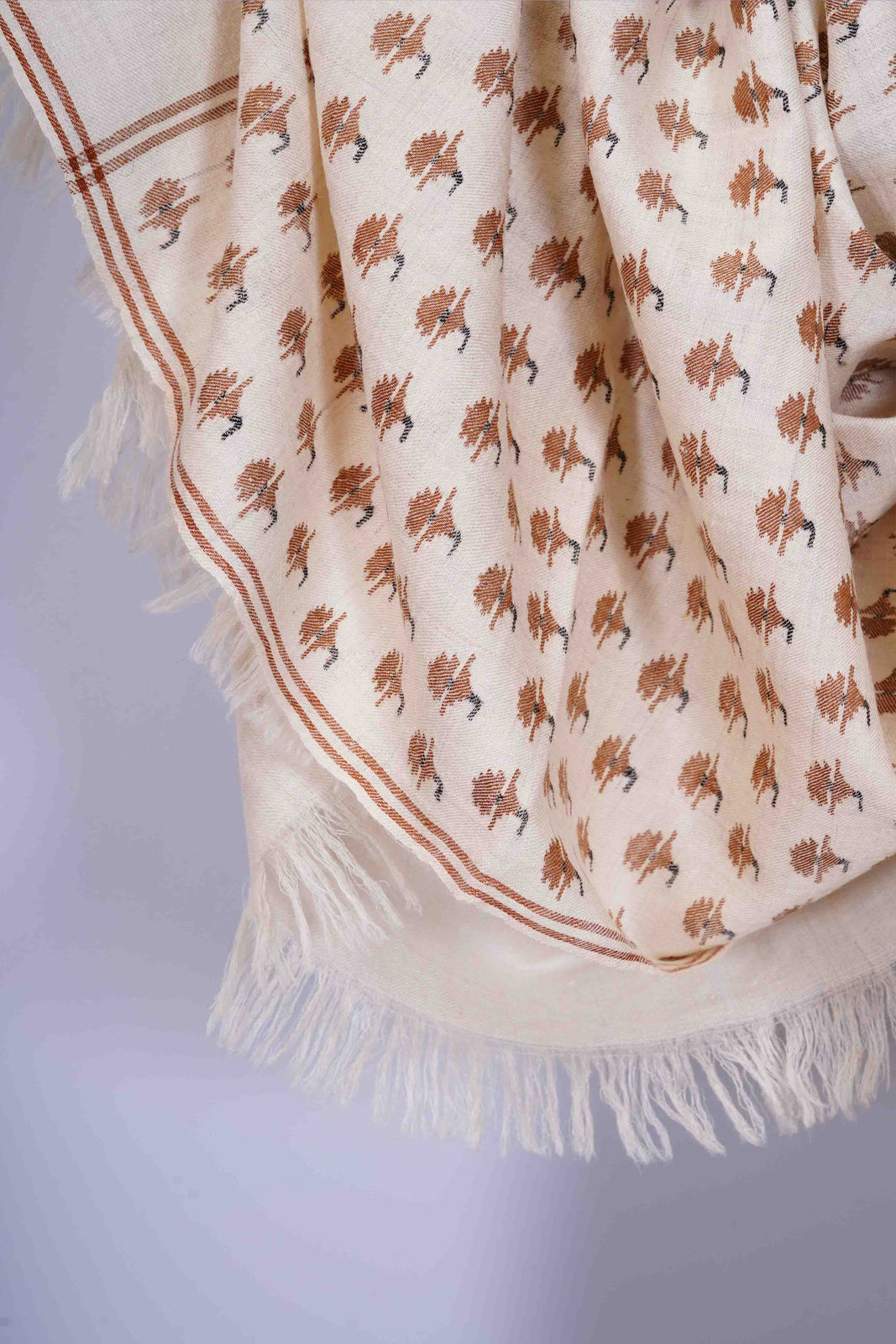 Ivory Kani Buteh Pashmina Shawl