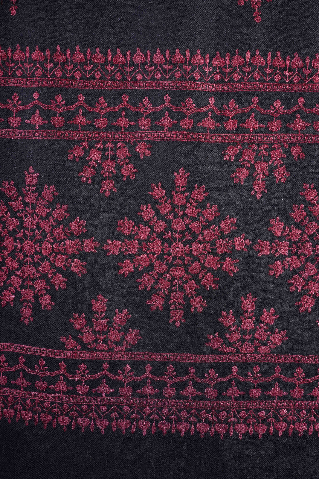 Black Base Big Border Embroidery Cashmere Pashmina Shawl