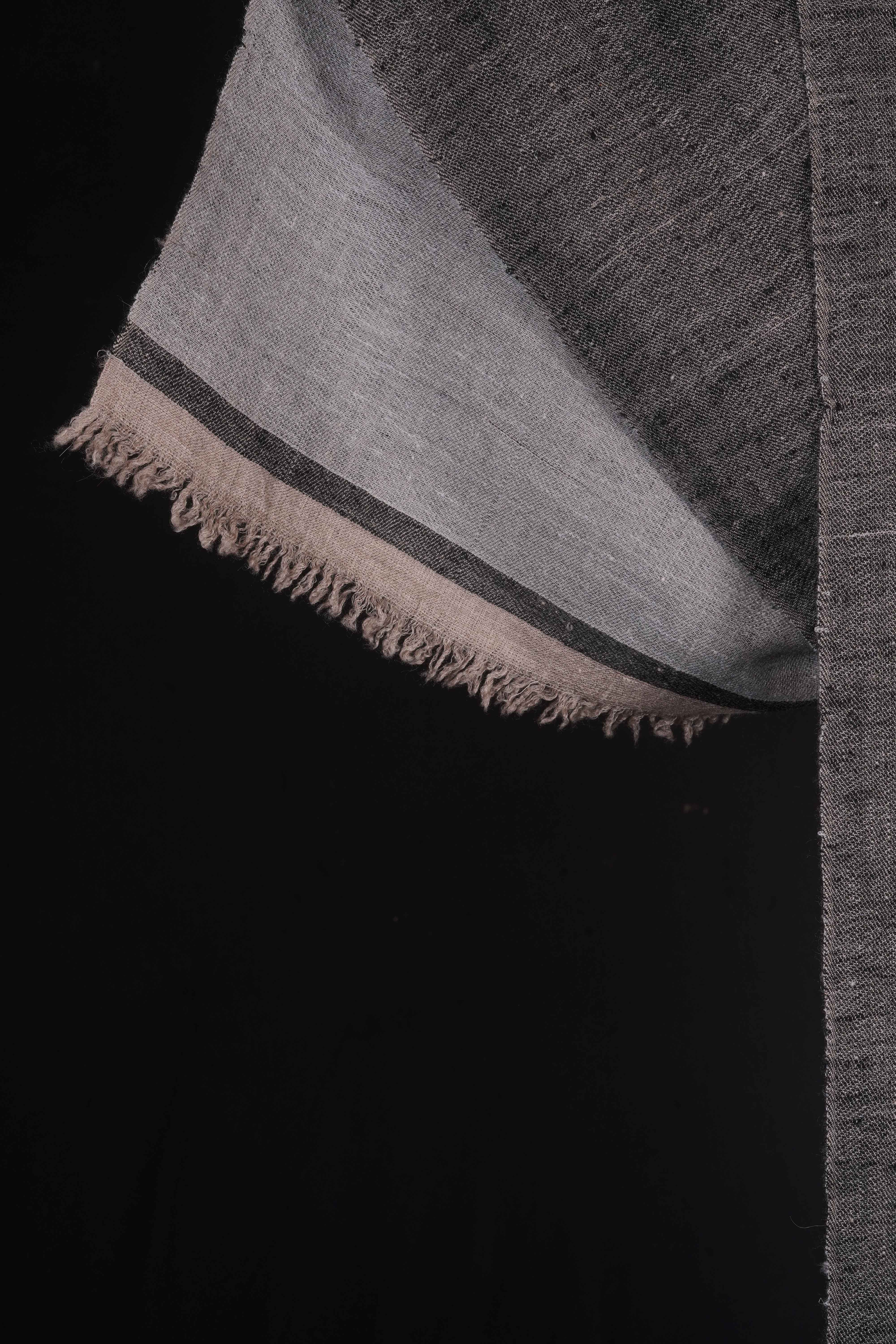 Reversible Silver and Light Black Handwoven Cashmere Pashmina Shawl