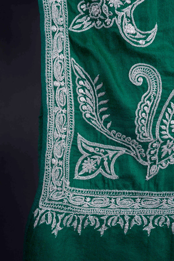 Green Tilla Embroidery Pashmina Shawl