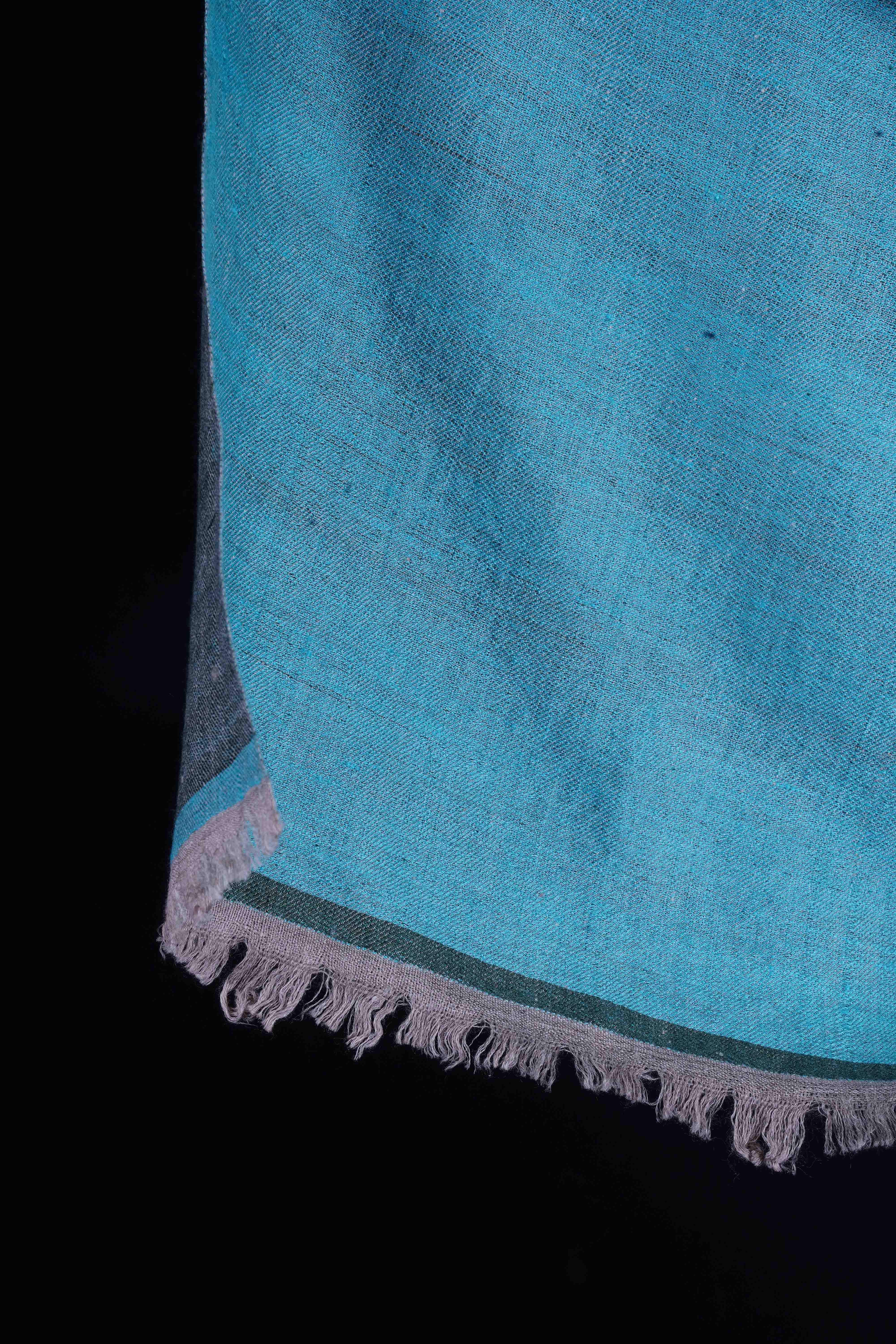 Reversible Green and Turquoise Handwoven Cashmere Pashmina Shawl