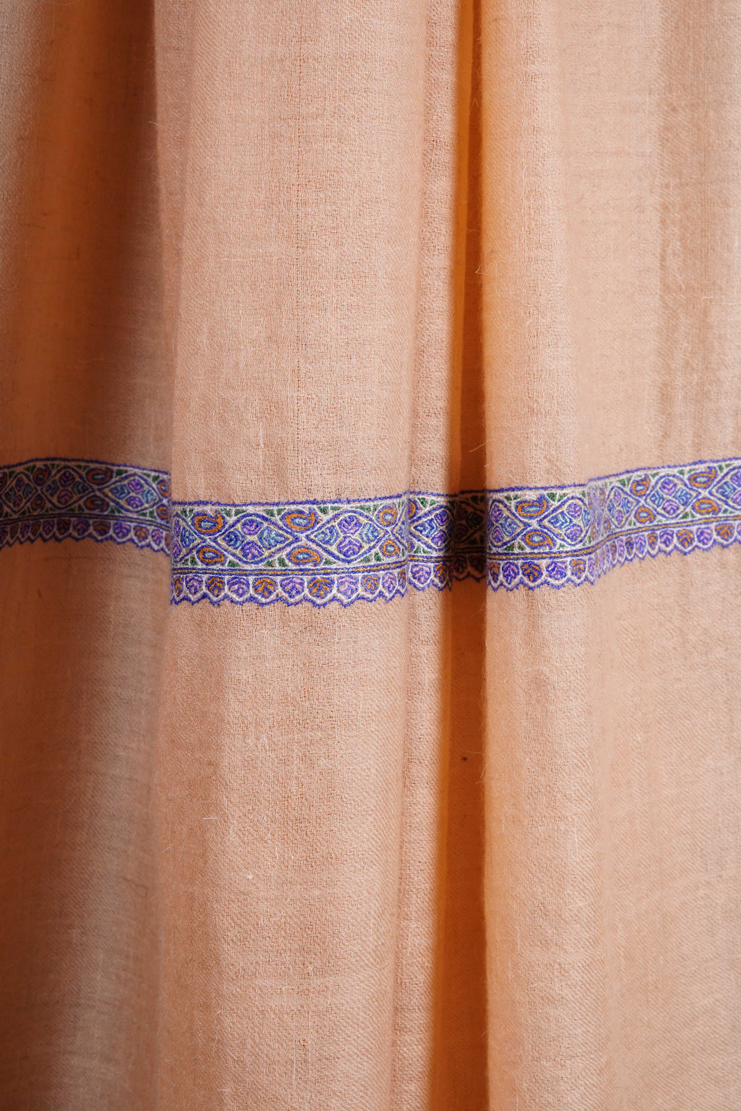 Peach Border Embroidery Cashmere Pashmina Shawl