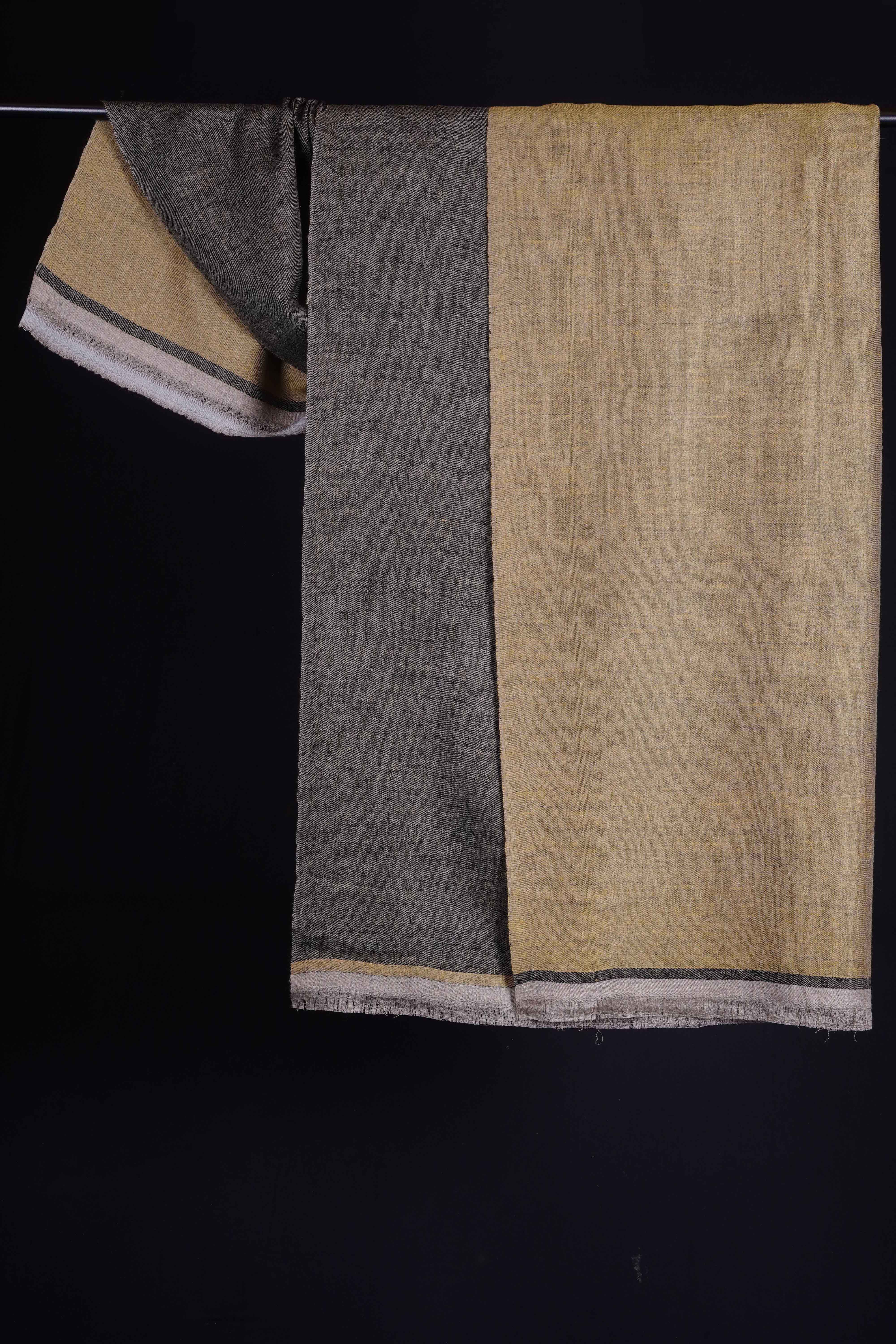 Reversible Light Black and Daffodil Yellow Handwoven Cashmere Pashmina Shawl