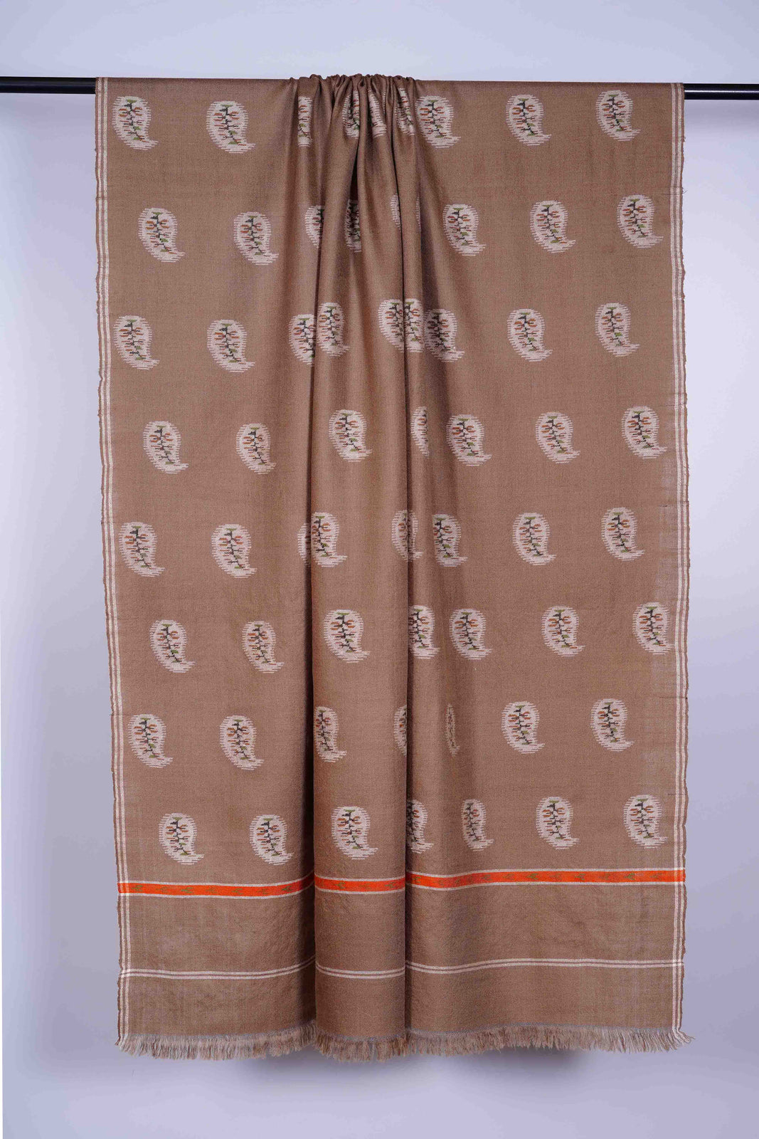 Natural Kani white Buteh Pashmina Shawl