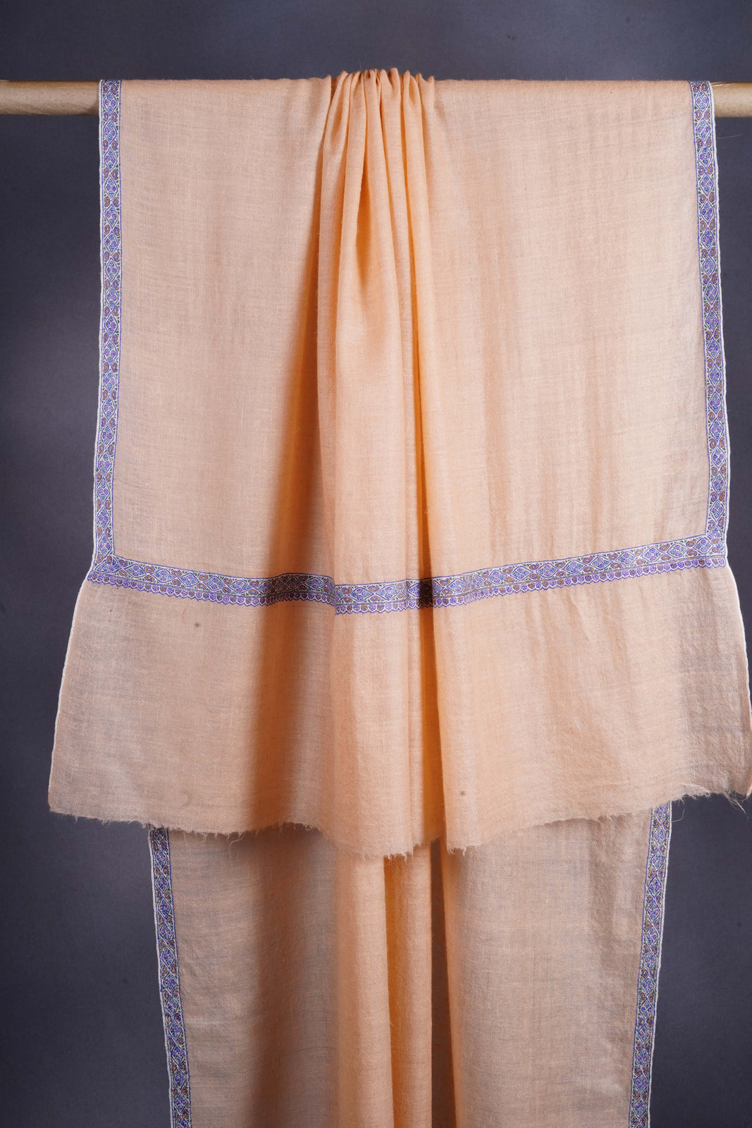 Peach Border Embroidery Cashmere Pashmina Shawl