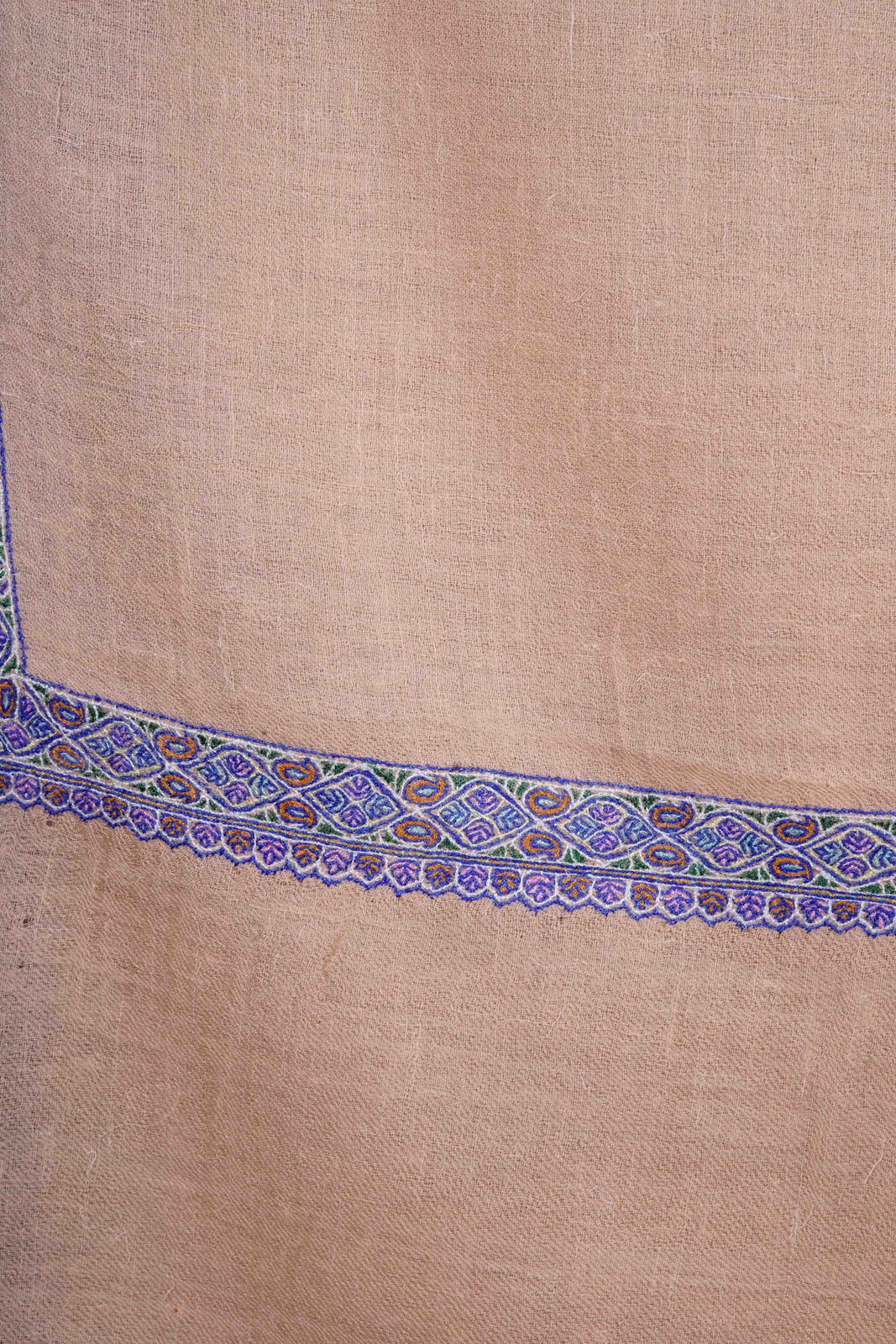 Peach Border Embroidery Cashmere Pashmina Shawl