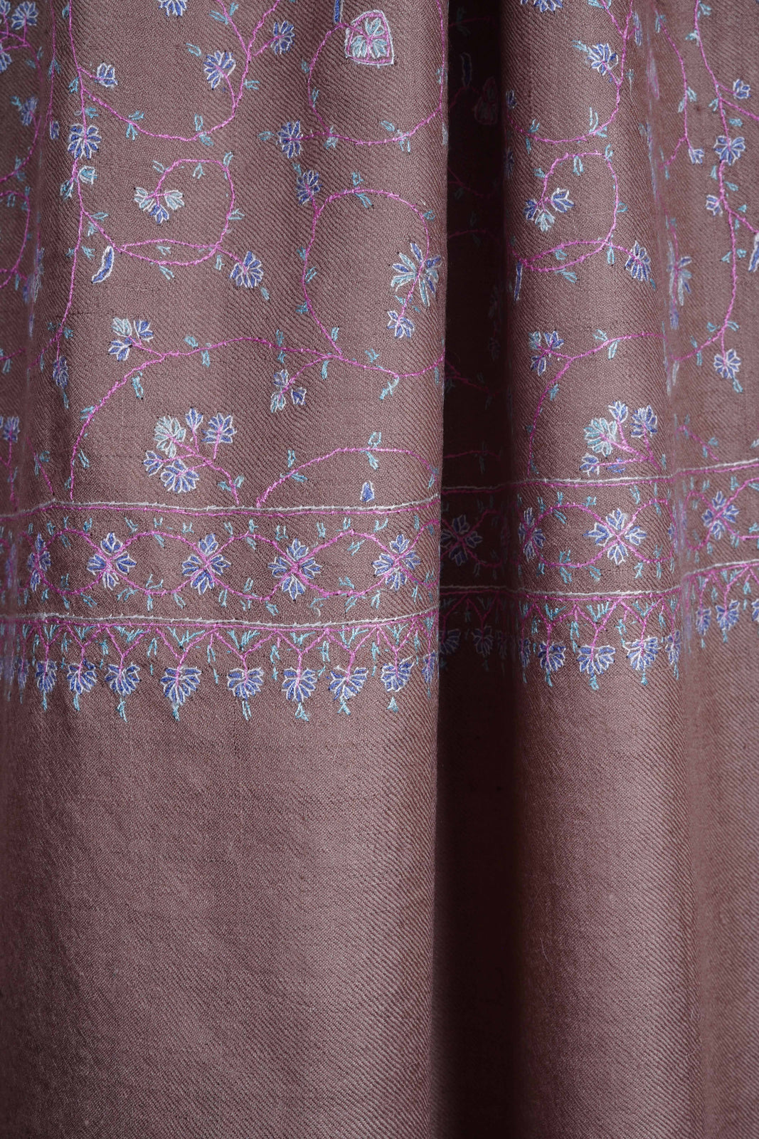 Un Dyed Natural Jali Embroidery Pashmina Cashmere Shawl