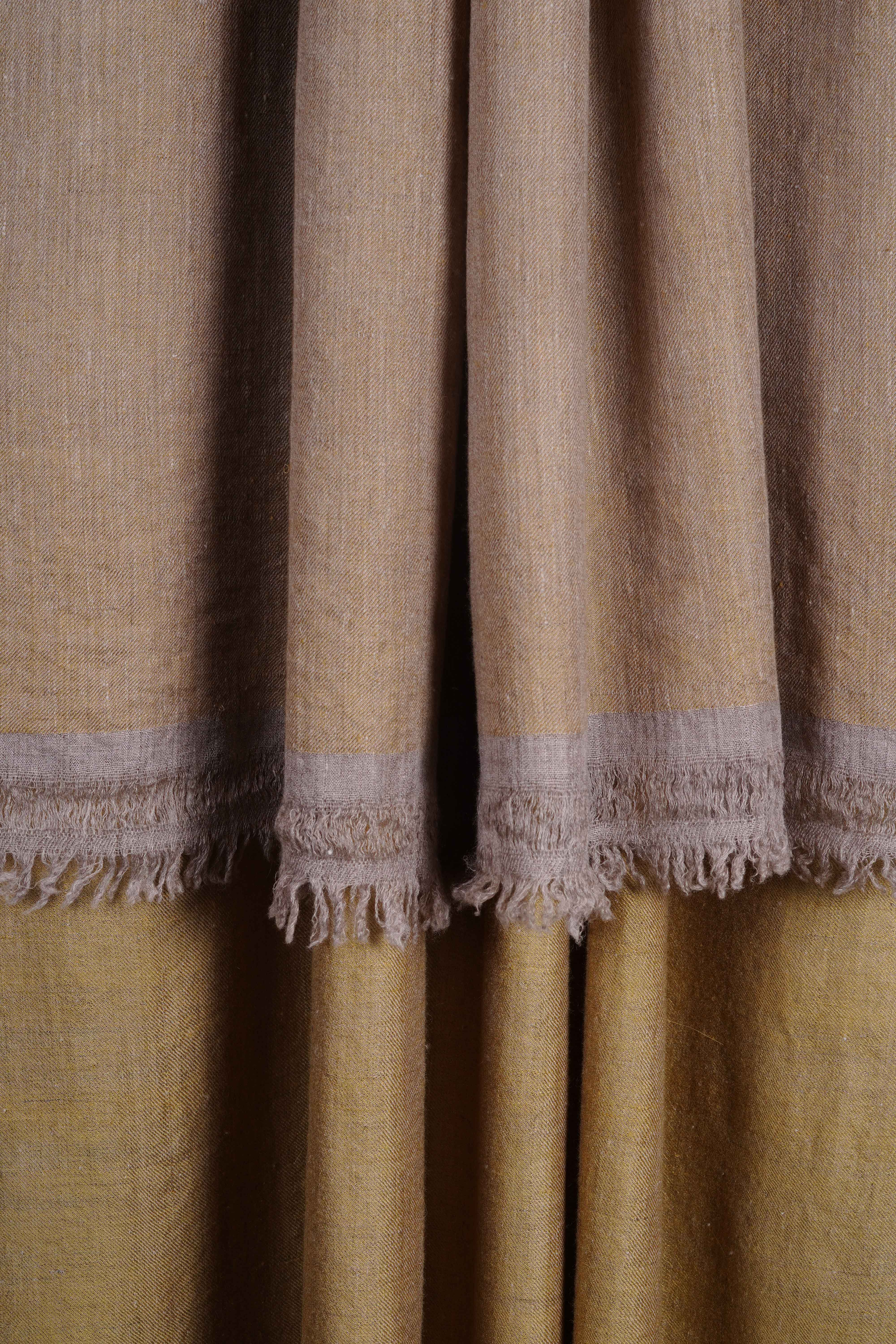 Reversible Golden Handwoven Cashmere Pashmina Shawl