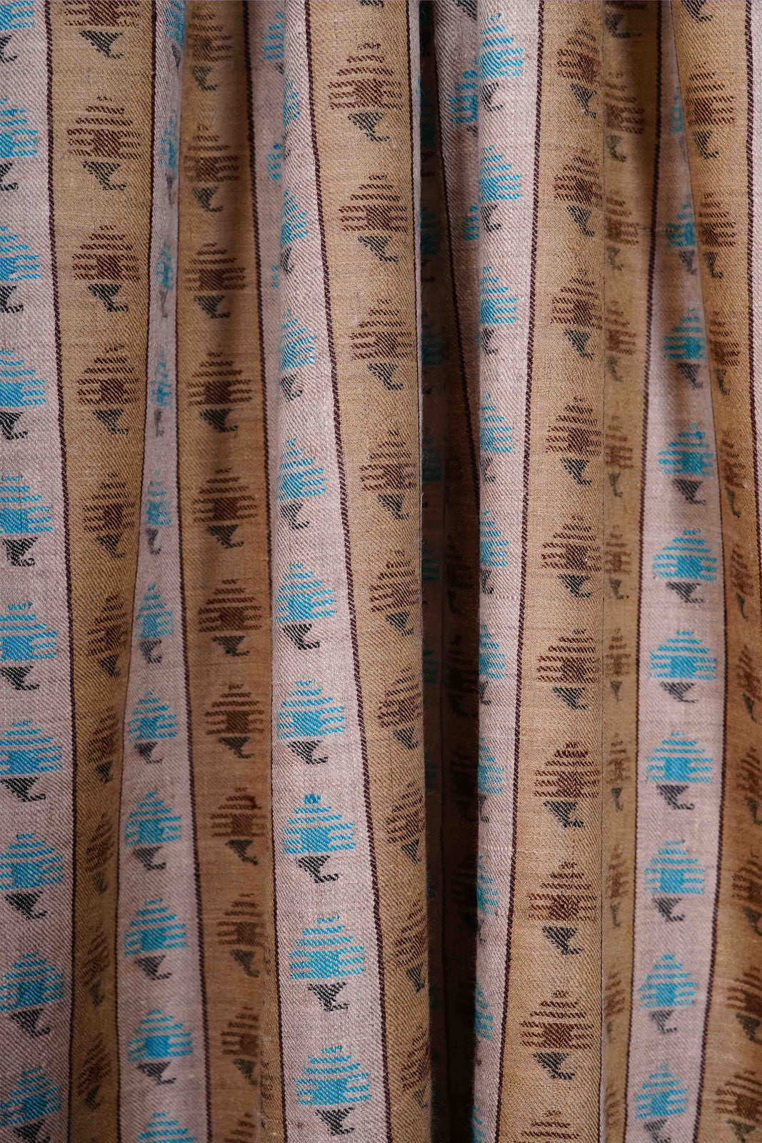 Natural & White Stripe Pashmina Kani Shawl