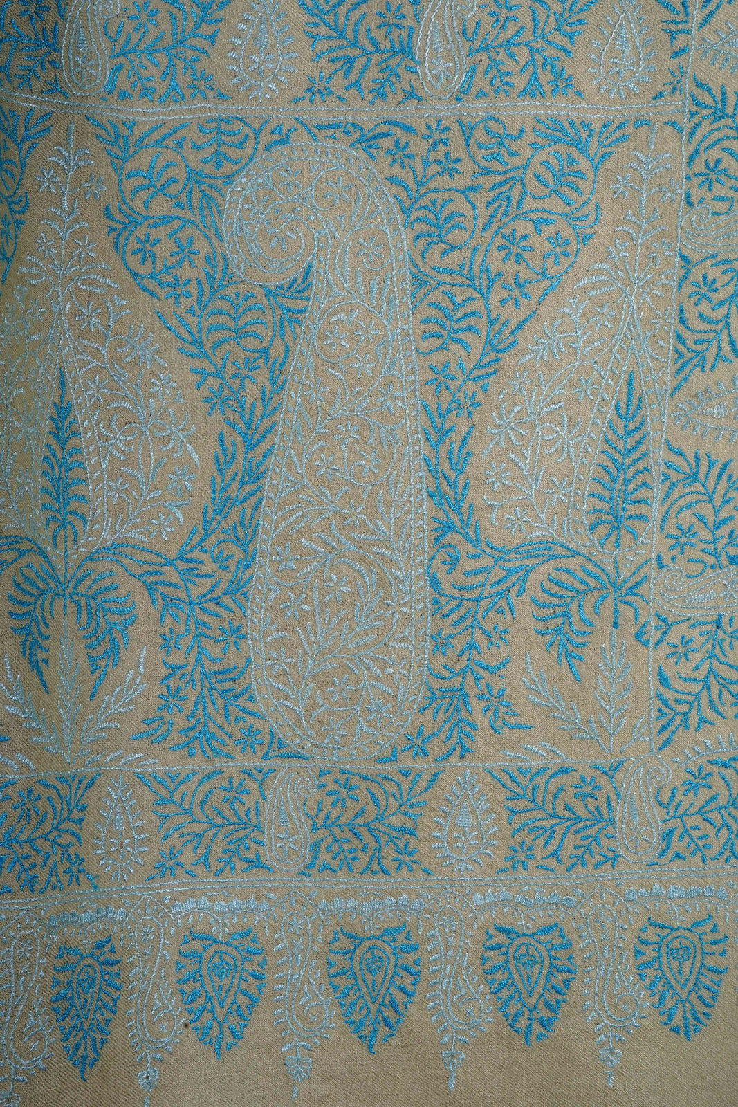 Light Lemon Motif Embroidery Cashmere Pashmina Shawl
