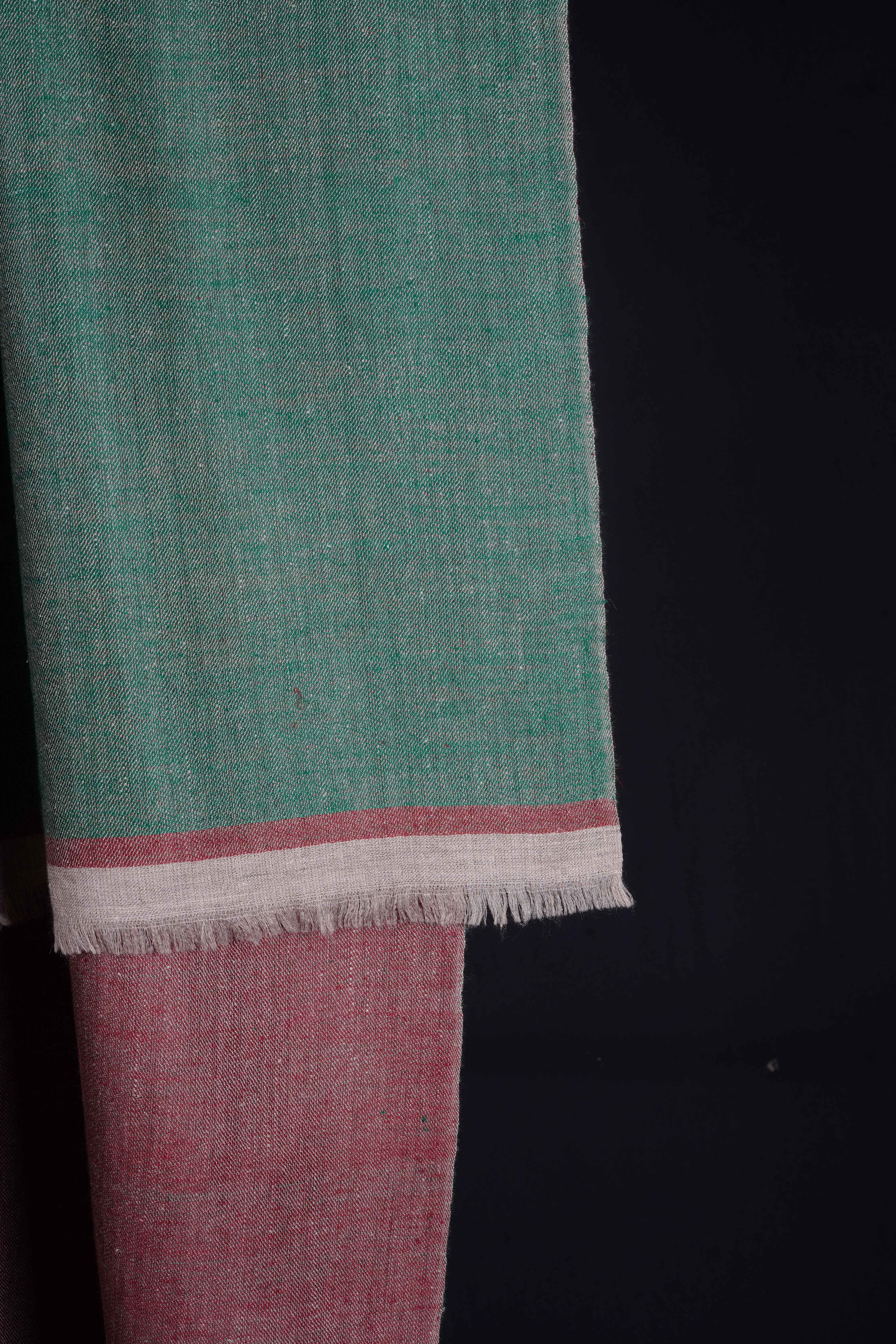 Reversible Green and Burgundy Handwoven Cashmere Pashmina Shawl